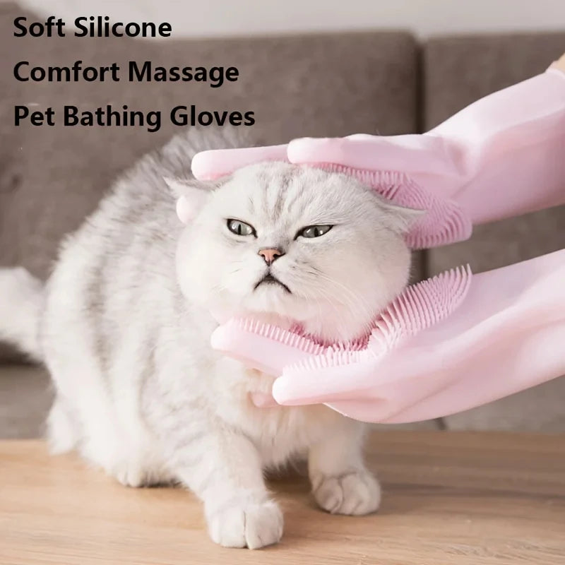 Eco Silicone Pet Grooming Gloves For Bathing And Cleaning