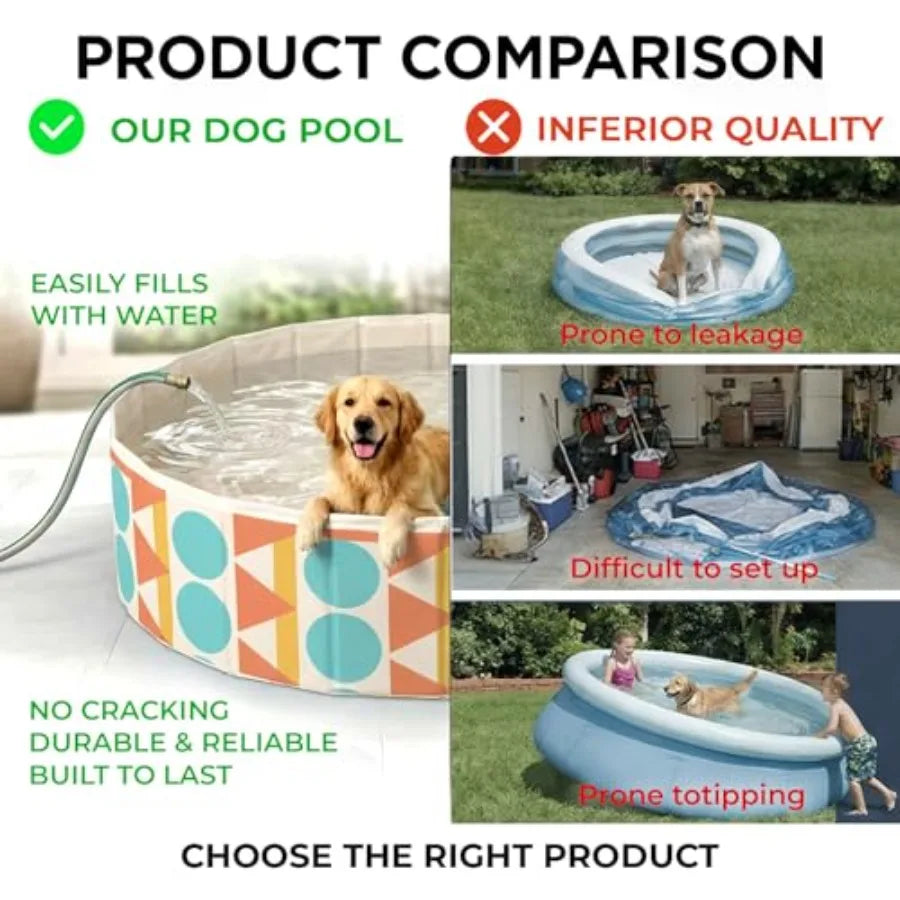 Foldable Dog Pool Portable Heavy-Duty Plastic Puppy Bathing Pool