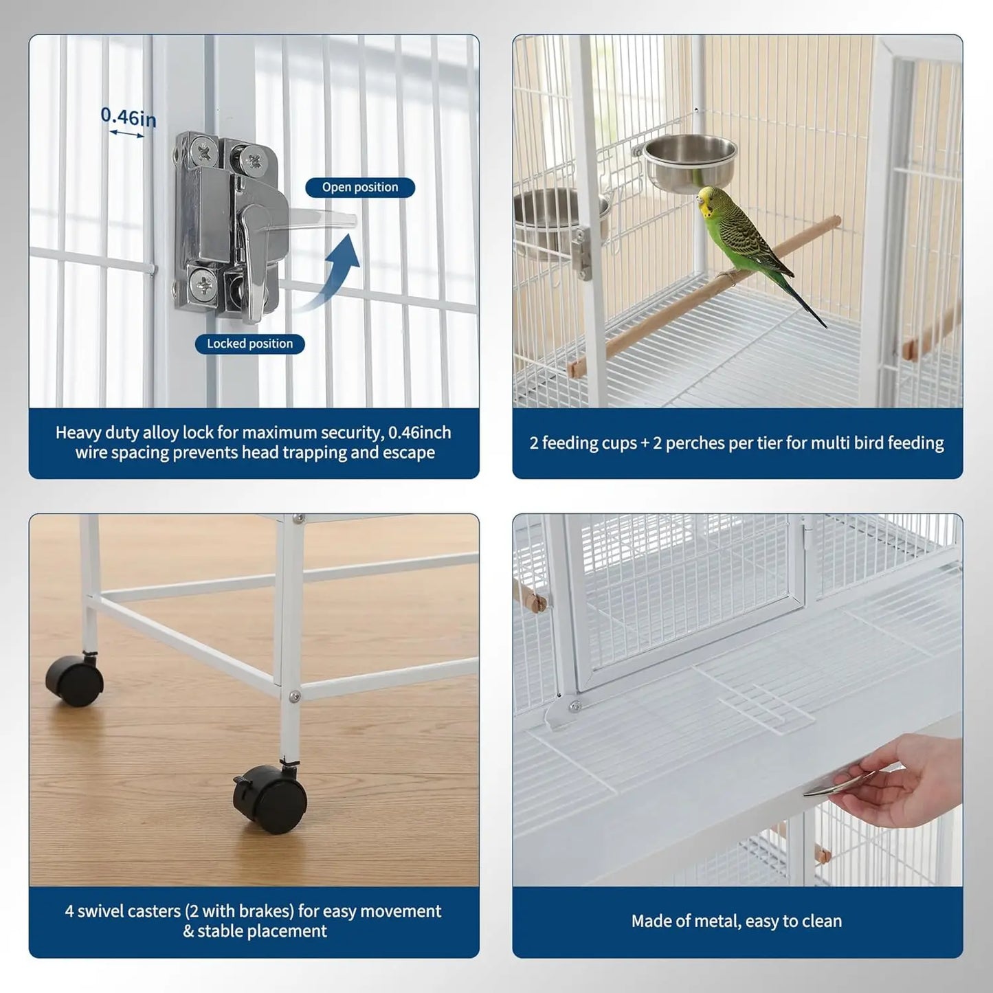 HiMISS 74 Inch Tall Bird Cage Aviary With Dividable Compartments