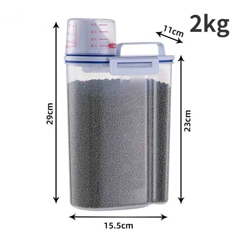 Dog And Cat Food Storage Container With Measuring Cup