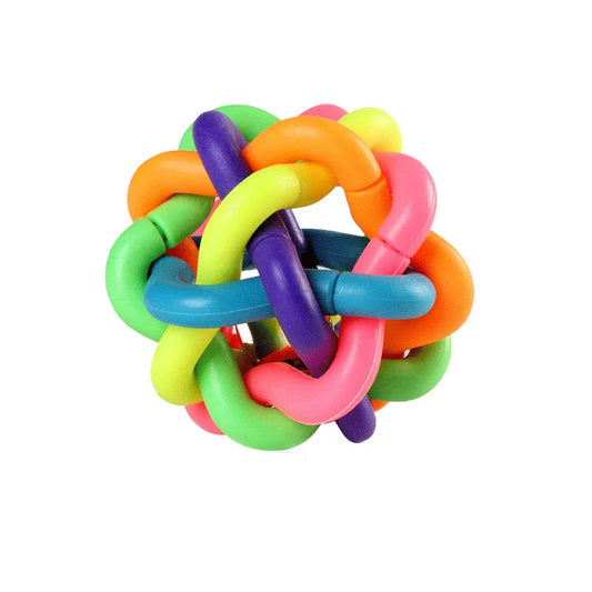 Colorful Bell Woven Dog Toy Bite Resistant Rubber Chew Toy