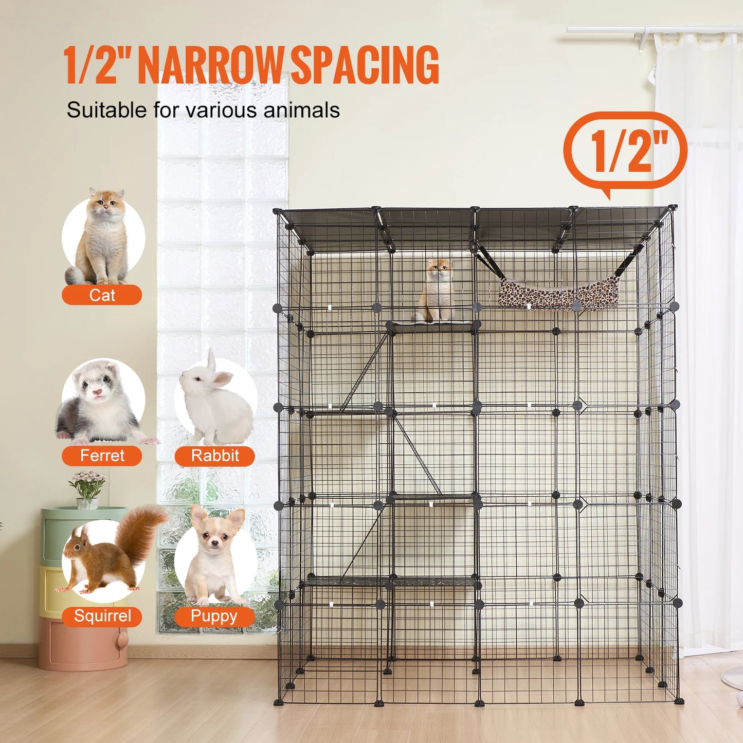SucceBuy Cat Cage Detachable Wire Enclosure With Front Doors