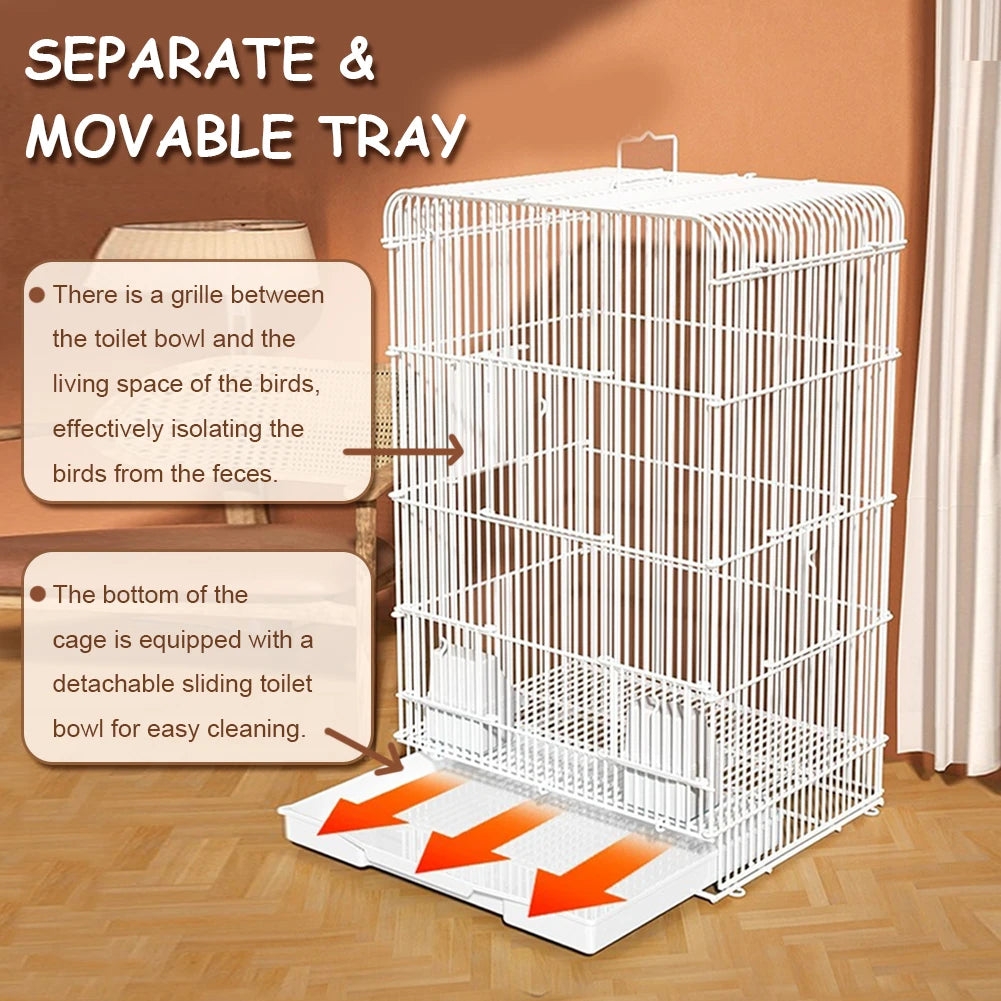 Impact Resistant Portable Parrot Cage With Removable Tray Indoor Outdoor Use