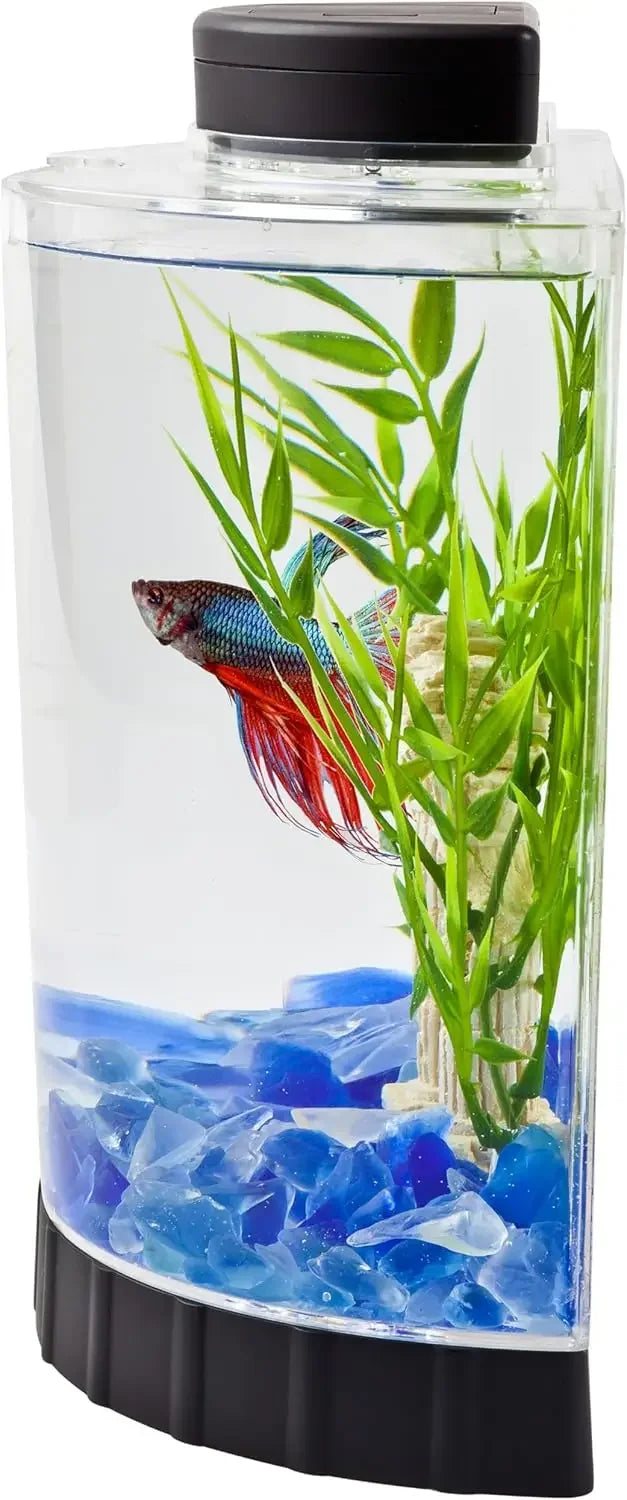Half Moon Aquarium Kit With LED Light For Betta Tanks