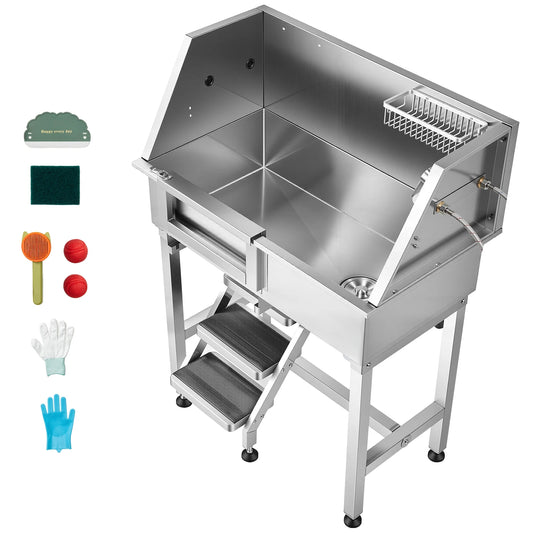 SucceBuy Dog Washing Station Stainless Steel With Shower Faucet