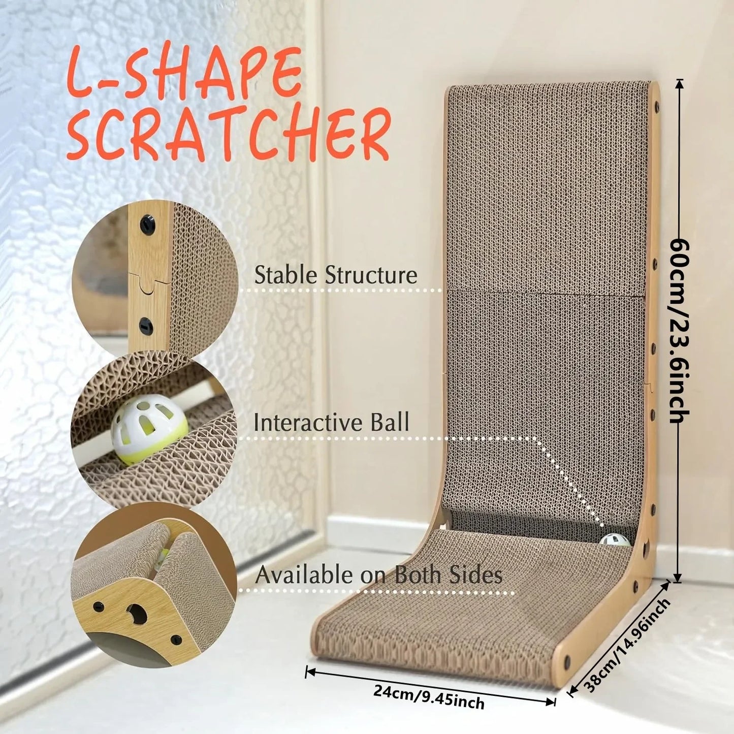 L Shaped Cardboard Cat Scratching Post For Indoor Use