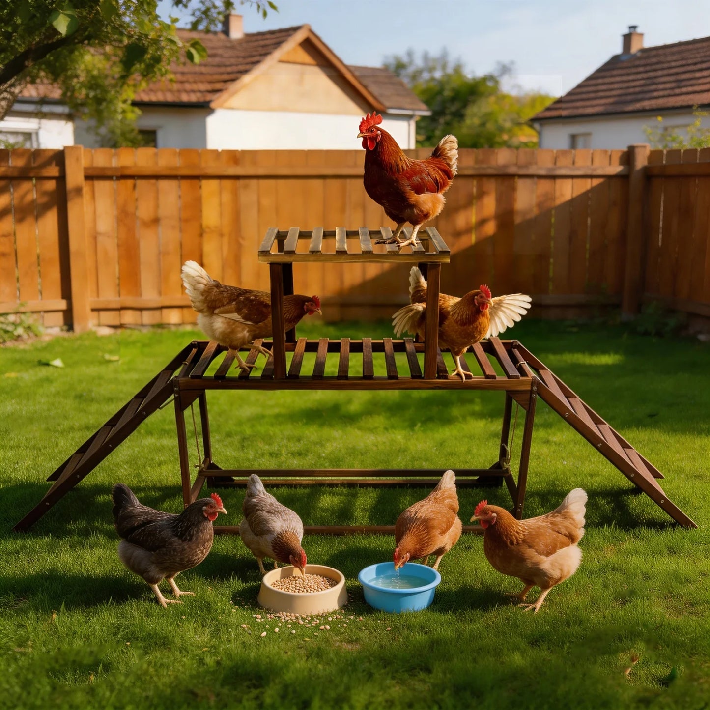 Bingopaw Pine Wood Chicken Perch Swing And Roosting Ladder