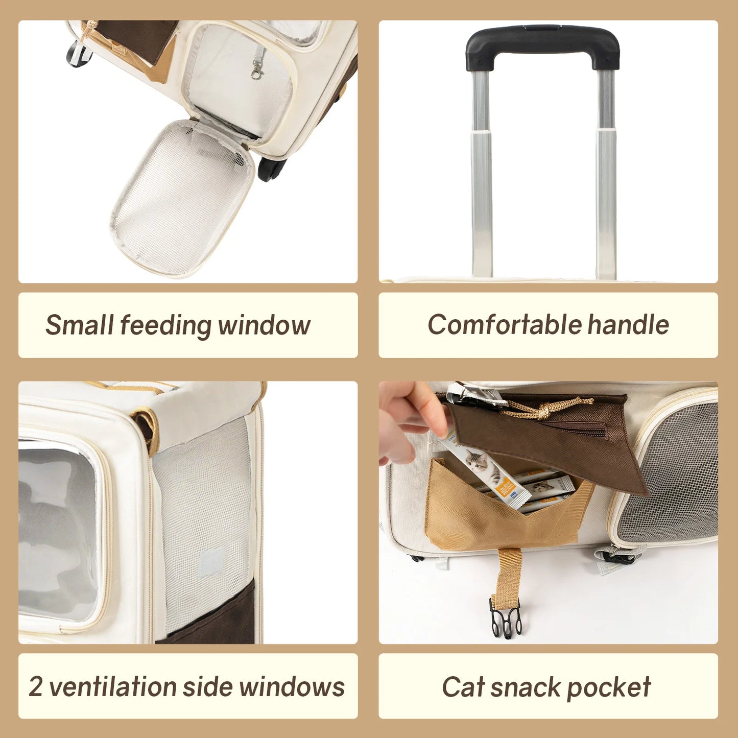 Cat Travel Carrier Bag Portable Pet Trolley For Cats
