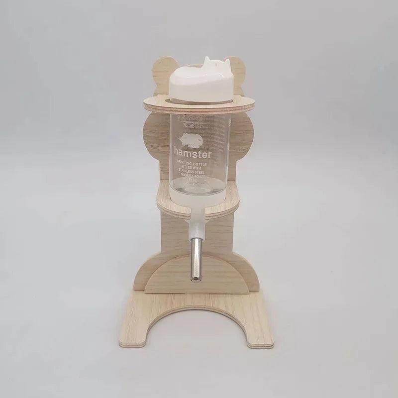 Hamster Water Bottle Rack Vertical Solid Wood Bracket