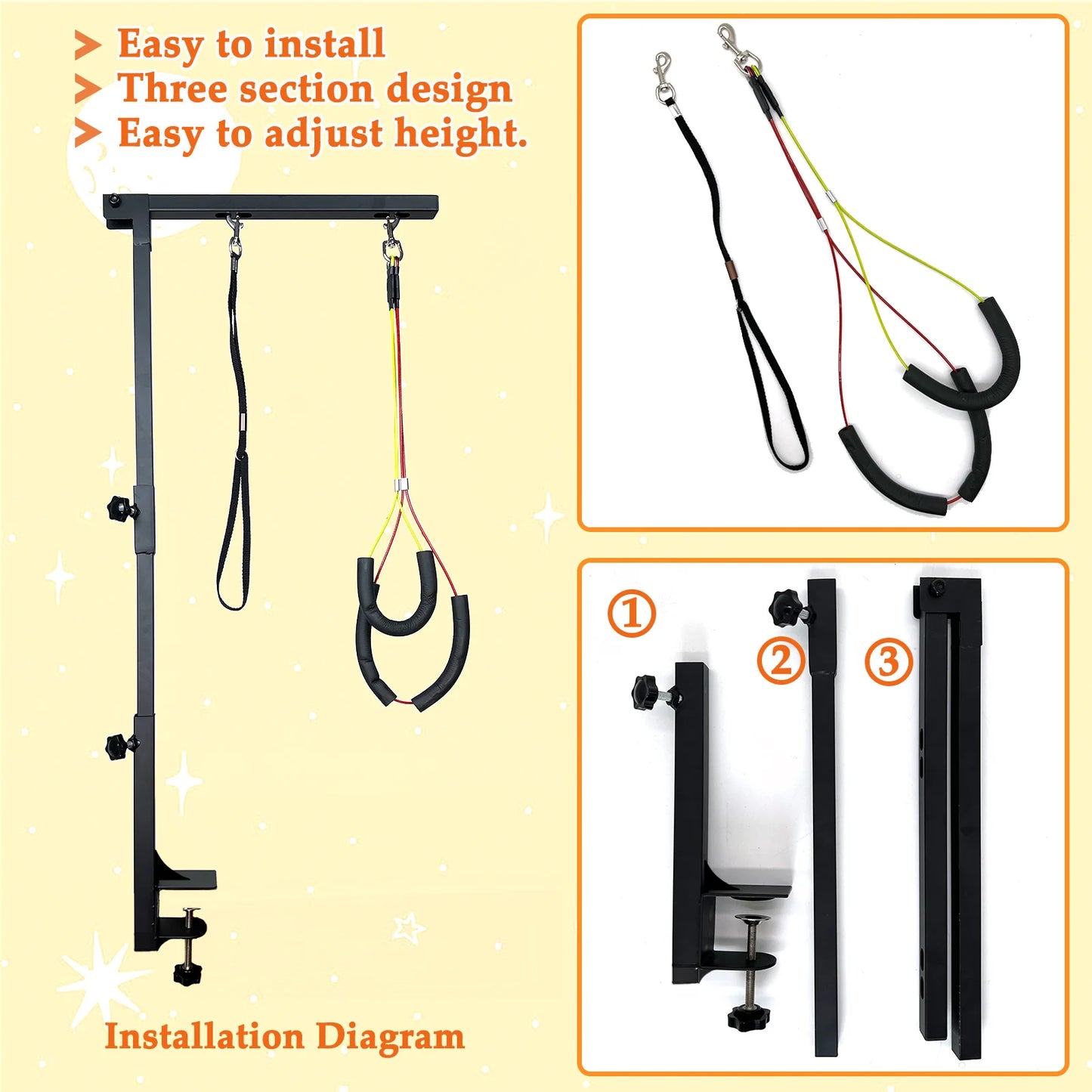 Adjustable Dog Grooming Arm With Clamp And Two Loops