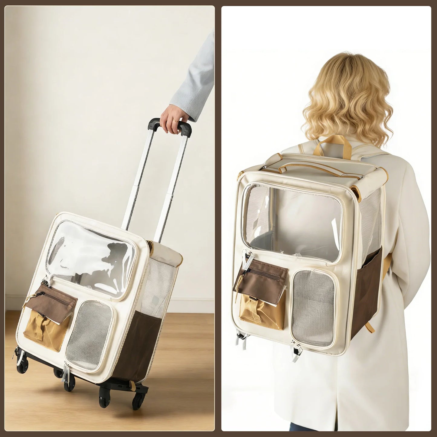 Cat Travel Carrier Bag Portable Pet Trolley For Cats