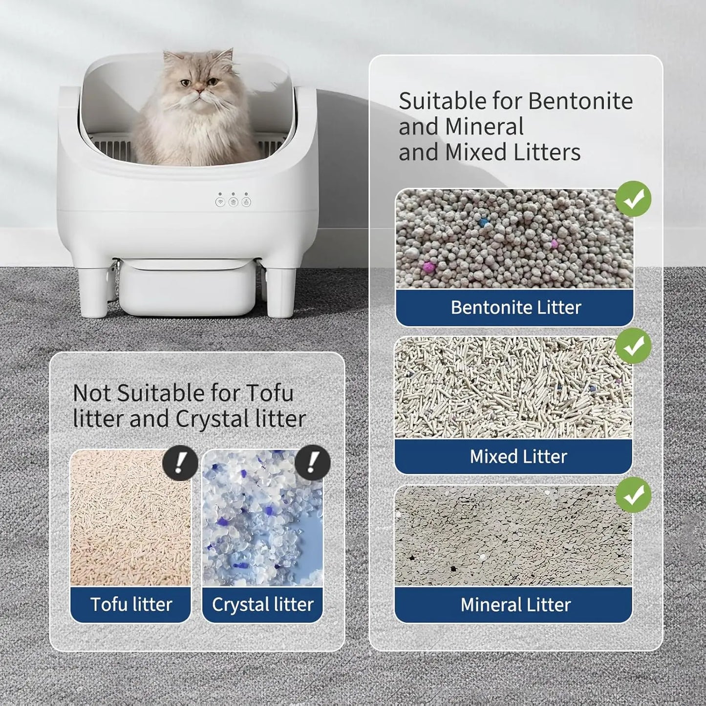 HiMISS App Controlled Self Cleaning Cat Litter Box Odor Control