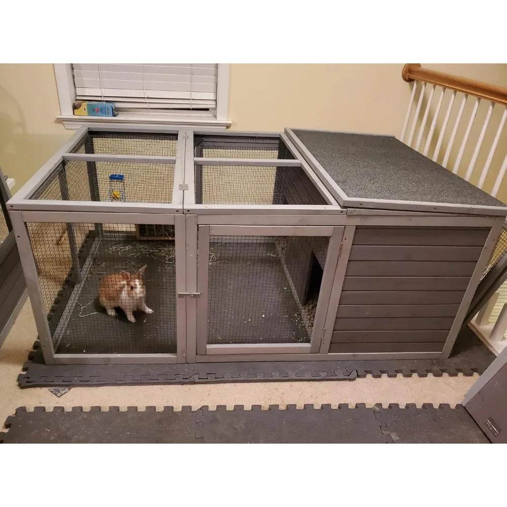 Indoor Rabbit Hutch With Large Outdoor Run For Small Animals