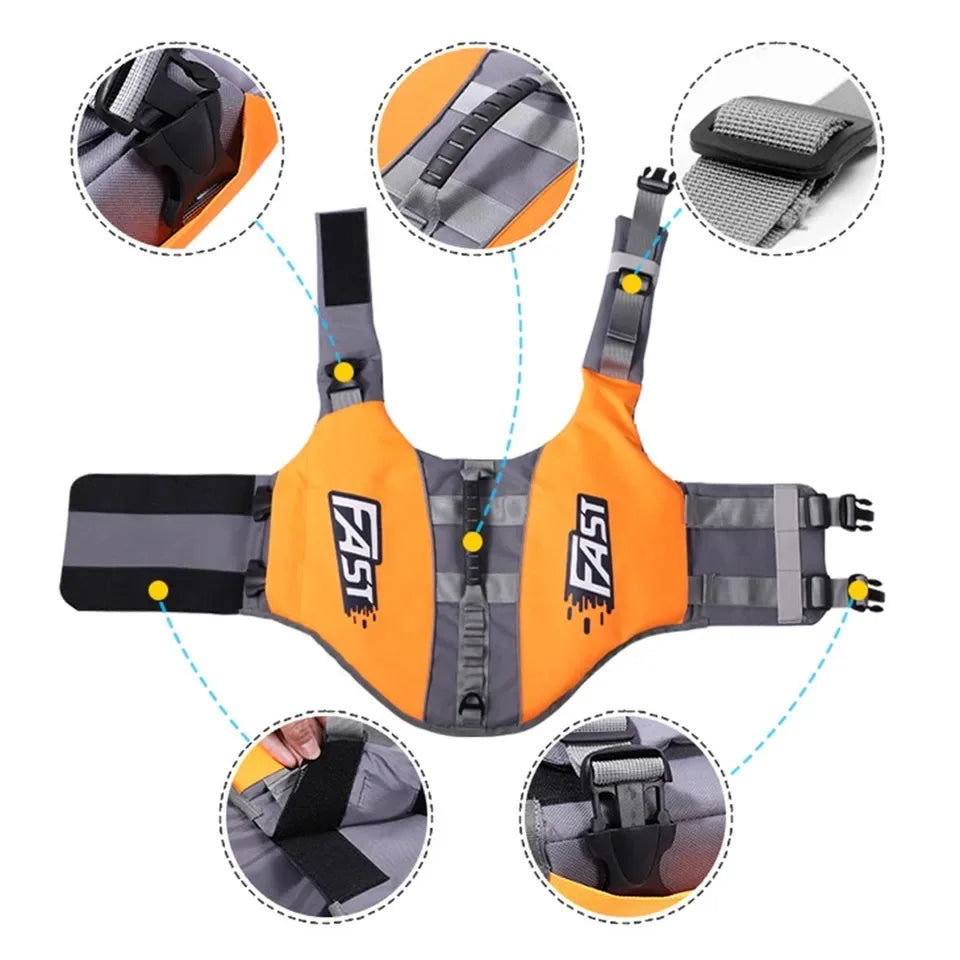 Dog Life Vest Reflective Adjustable Swim Safety Jacket