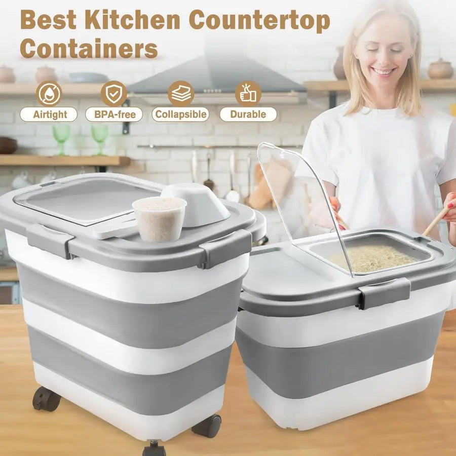 XMSJ Collapsible Airtight Rice and Pet Food Storage Container