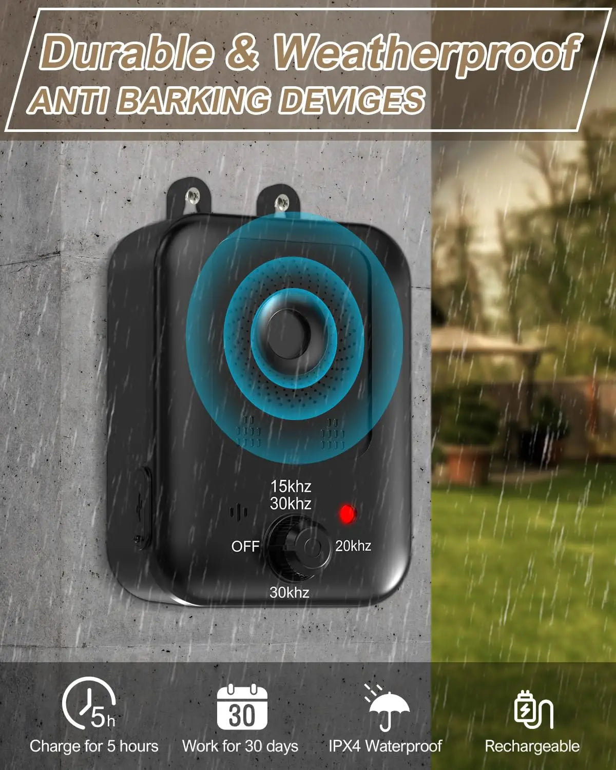 PetEdu Rechargeable Ultrasonic Dog Bark Deterrent Indoor Outdoor