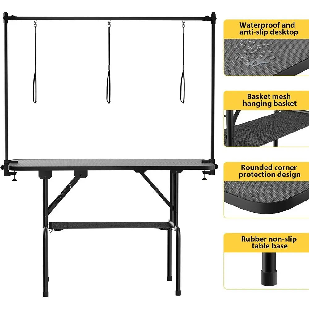 Adjustable Pet Grooming Table With Arm Noose And Mesh Tray