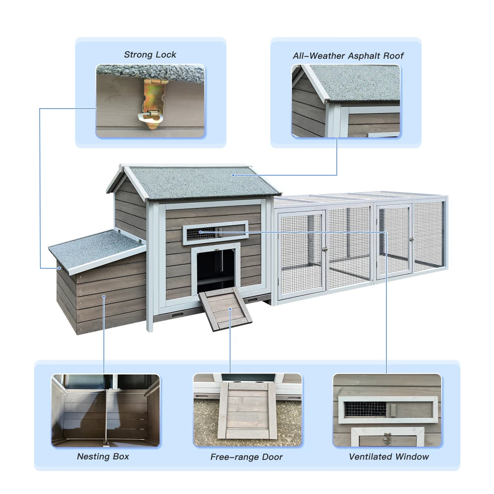 Wooden Chicken Coop Hen House With Nesting Box And Tray