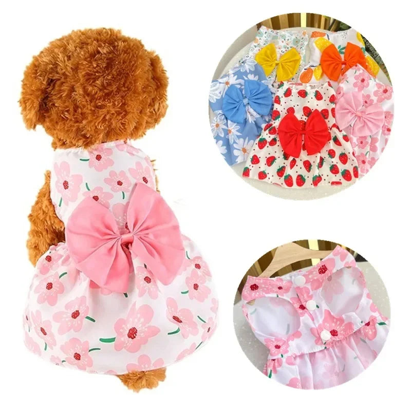 Puppy Princess Lace Dress For Small Medium Dogs Bow Skirt