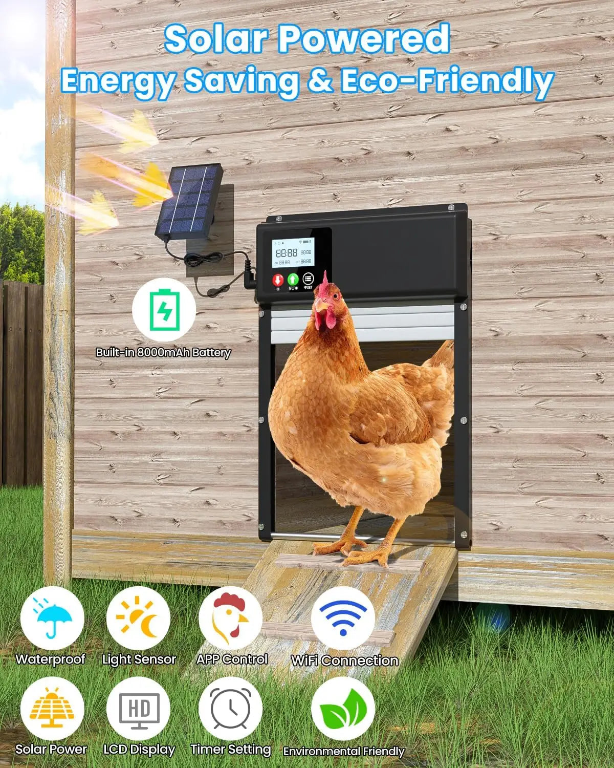 WiFi Automatic Chicken Coop Door Opener With Solar Battery