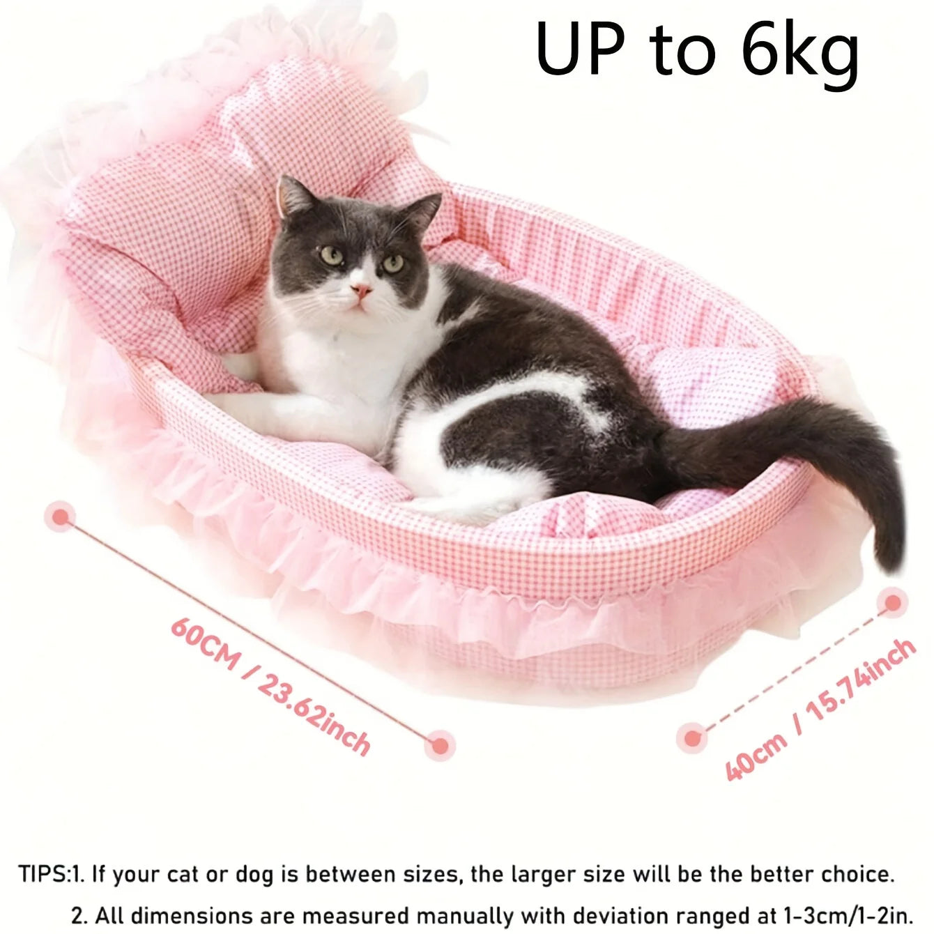 Cute Lace Trim Pet Princess Bed Oval For Small Dogs