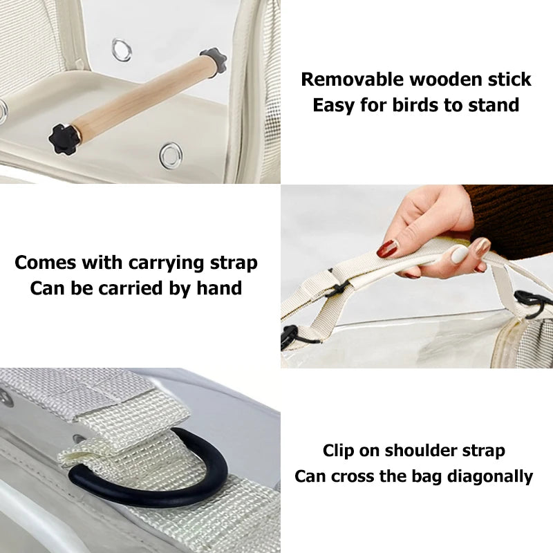 Portable Bird Travel Bag With Stand And Removable Straps Breathable