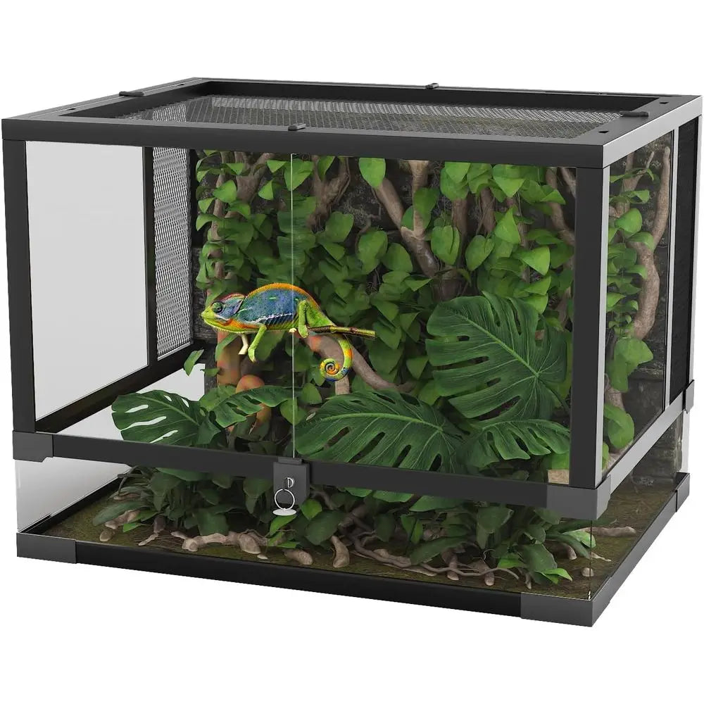 Tempered Glass Reptile Enclosure 24x18x18 Inch Lockable