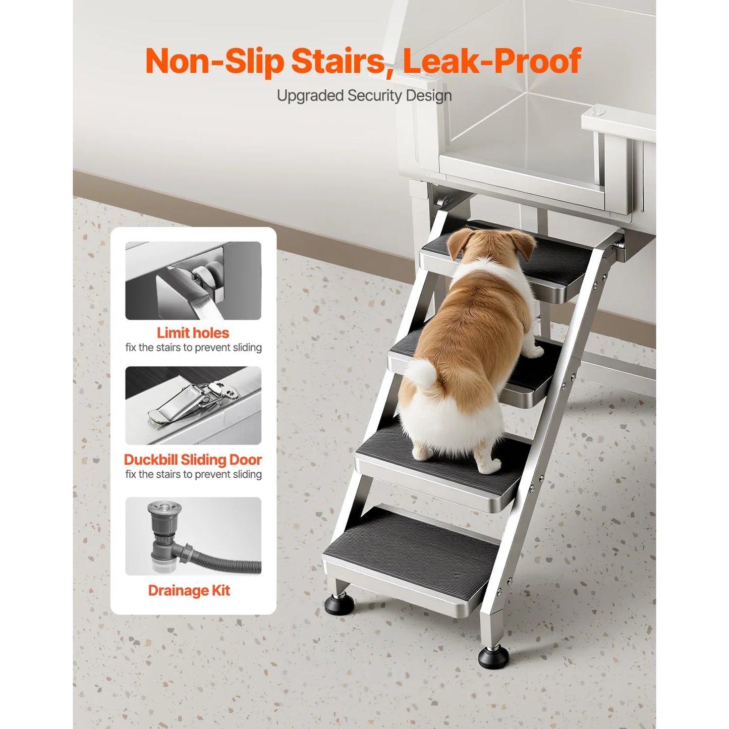 SucceBuy Dog Washing Station Stainless Steel With Shower Faucet