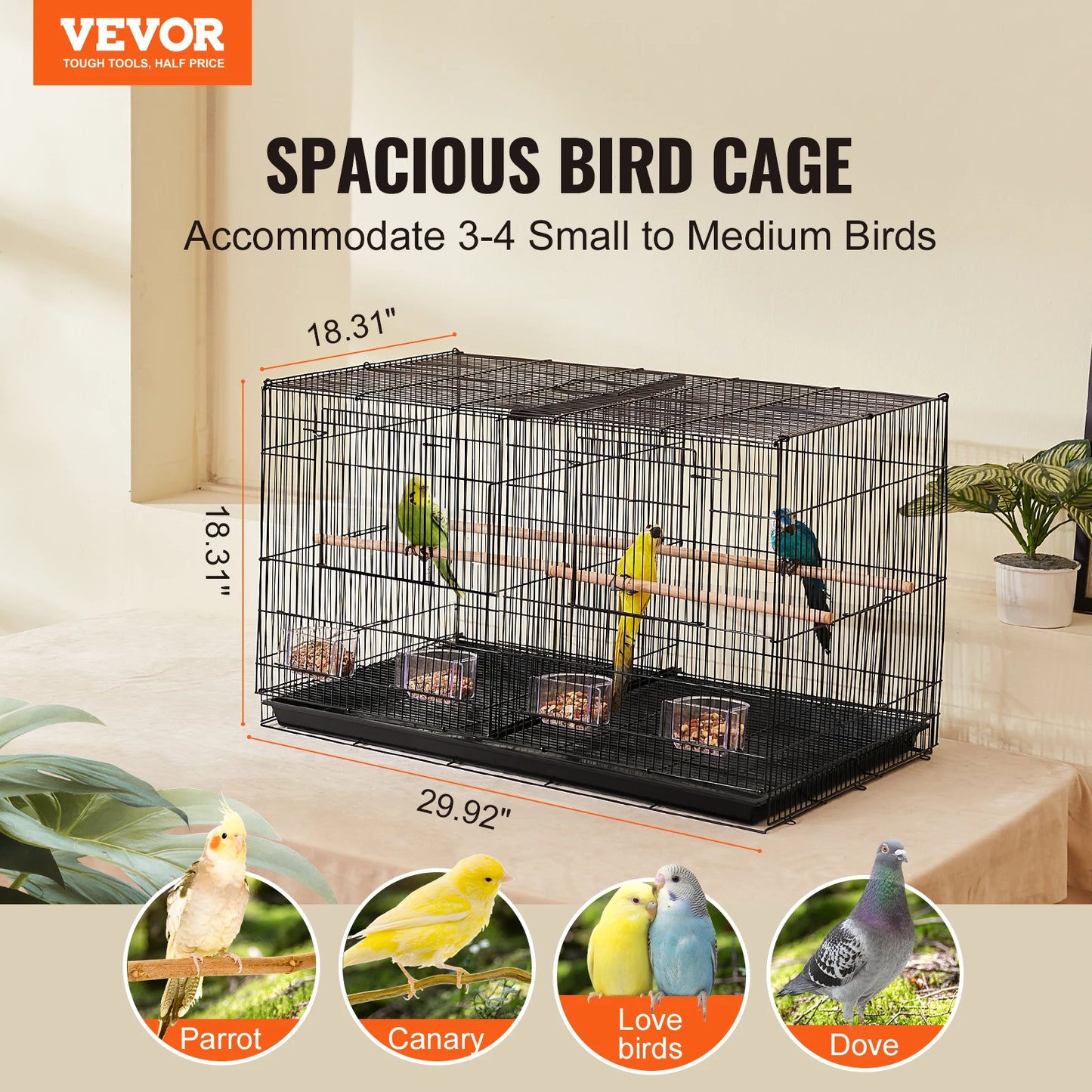 SucceBuy Flight Bird Cage With Divider Stackable For Travel Birds