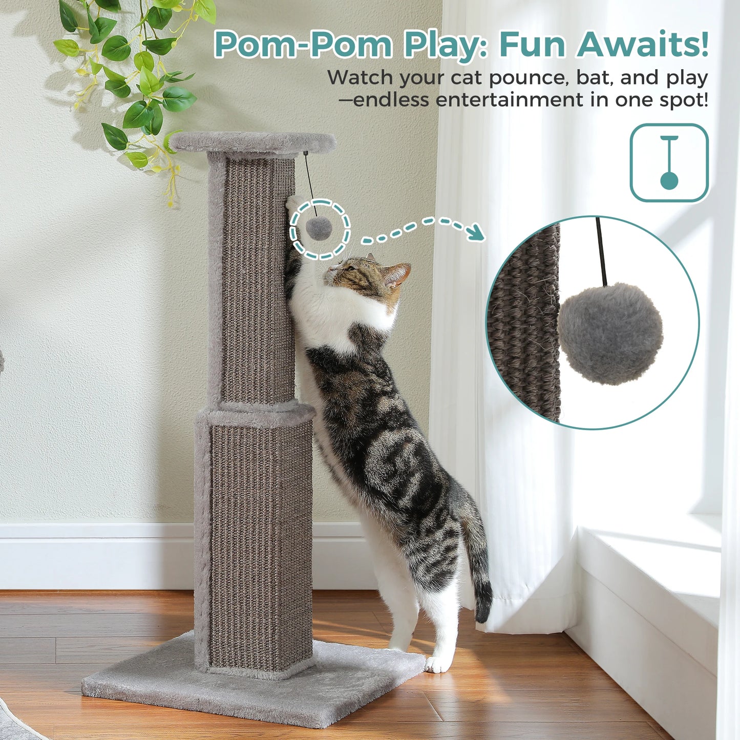 PAWZ Road Large Cat Scratching Post With Sisal Ball Toy