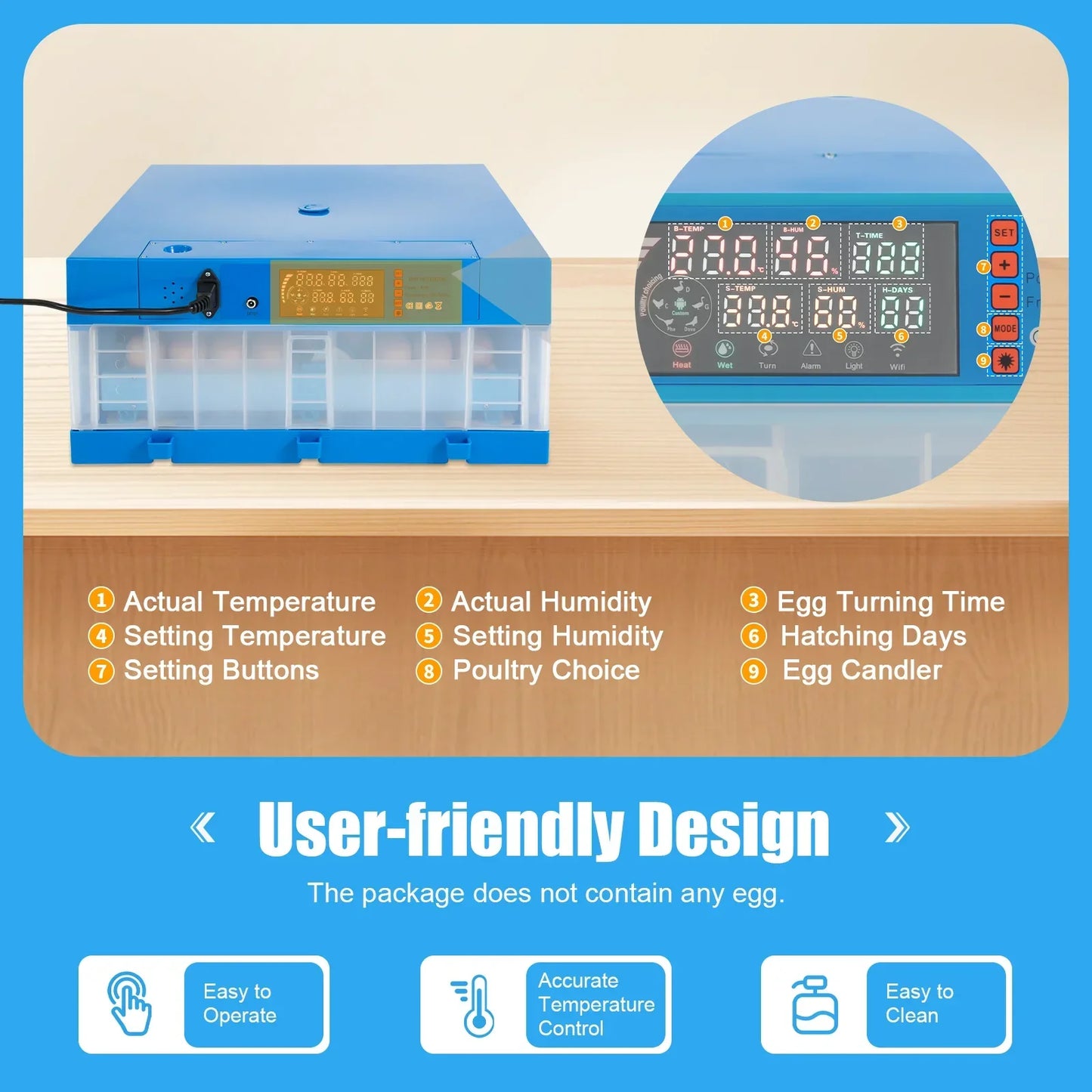 64 Egg Incubator With Automatic Turner And Digital Thermostat