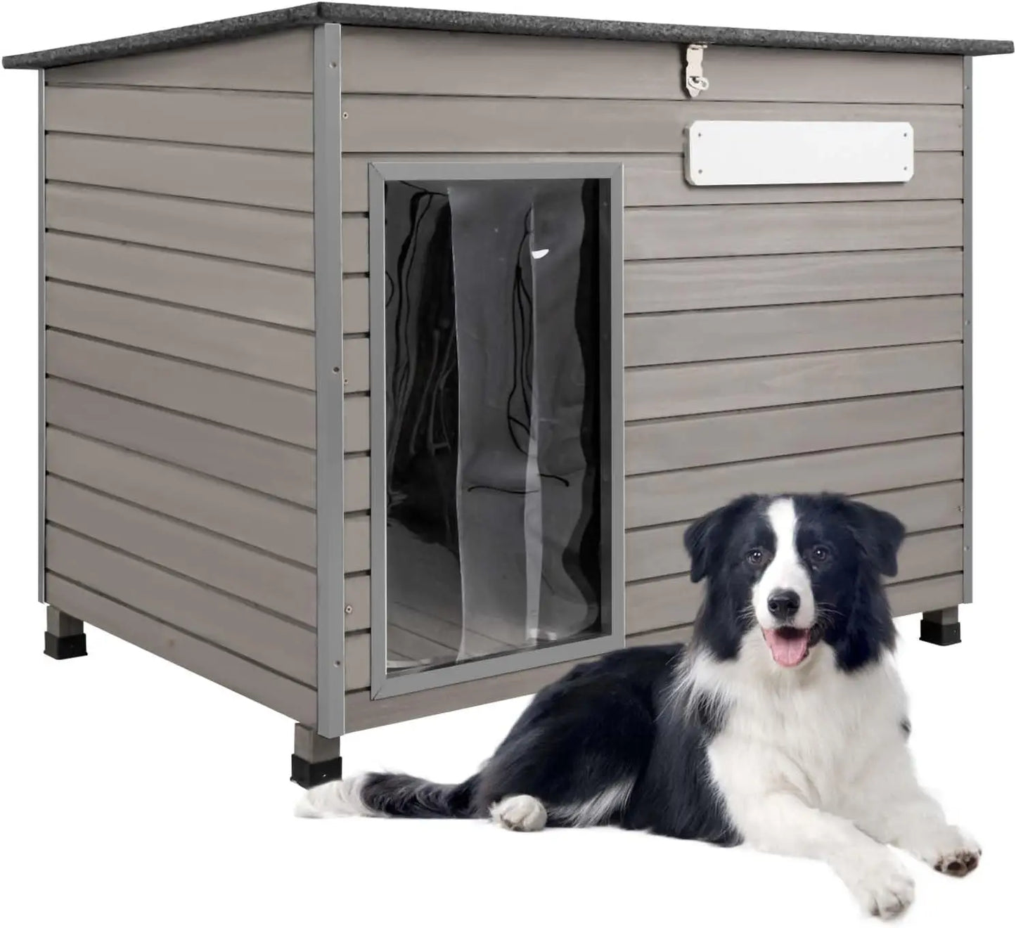 PetsCosset Wooden Outdoor Dog House Kennel With AntiChewing Iron Frames