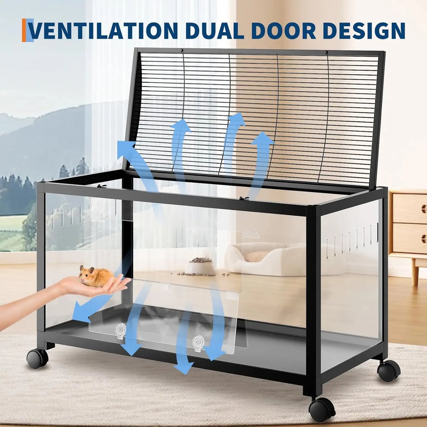 HiMISS Chew-Proof Metal Hamster Cage Stackable Small Animal Habitat