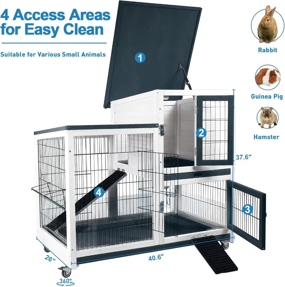 Rabbit Hutch With Urine Guards Two Story Indoor Outdoor Cage