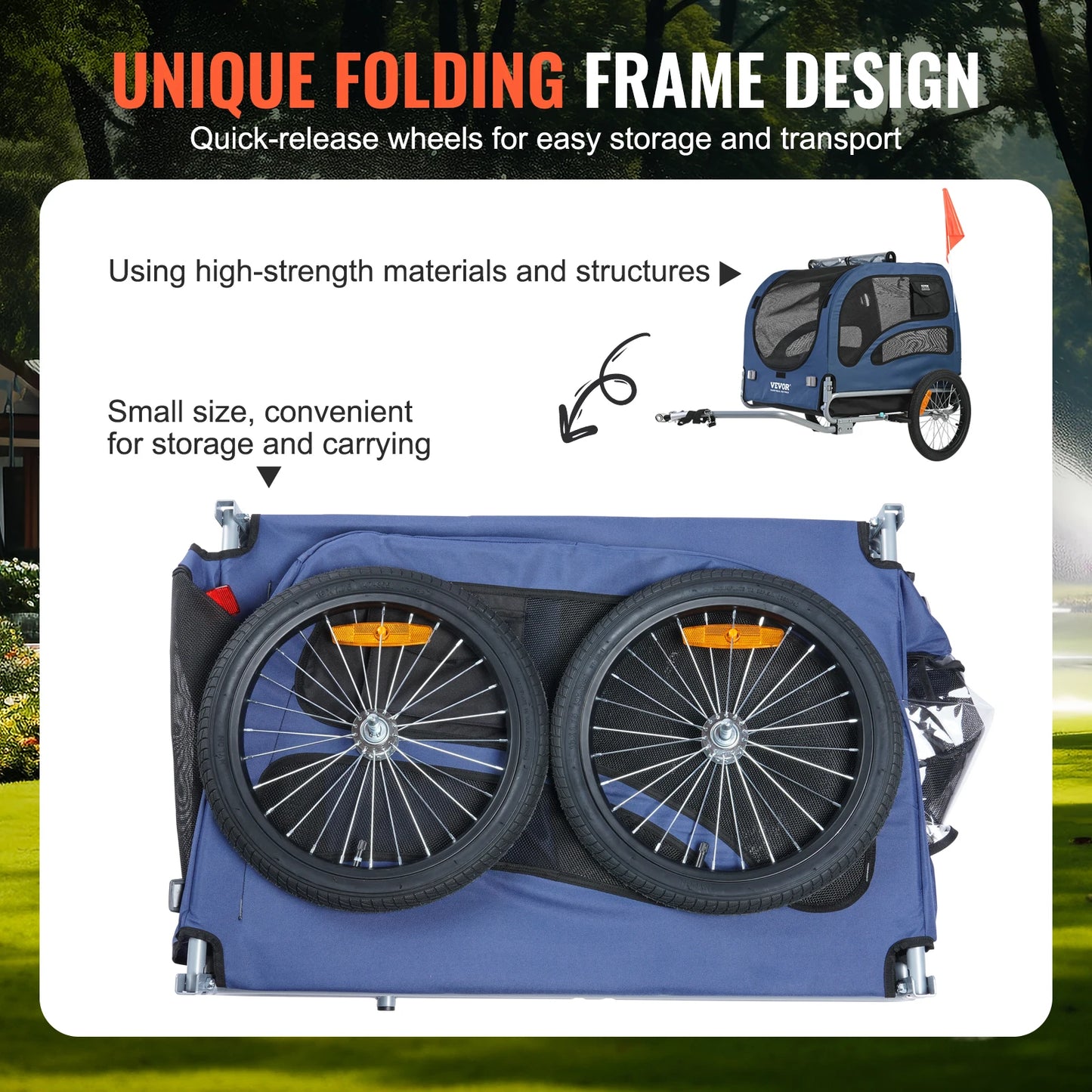 Pet Bicycle Trailer Carrier for Dogs Collapsible With Reflectors