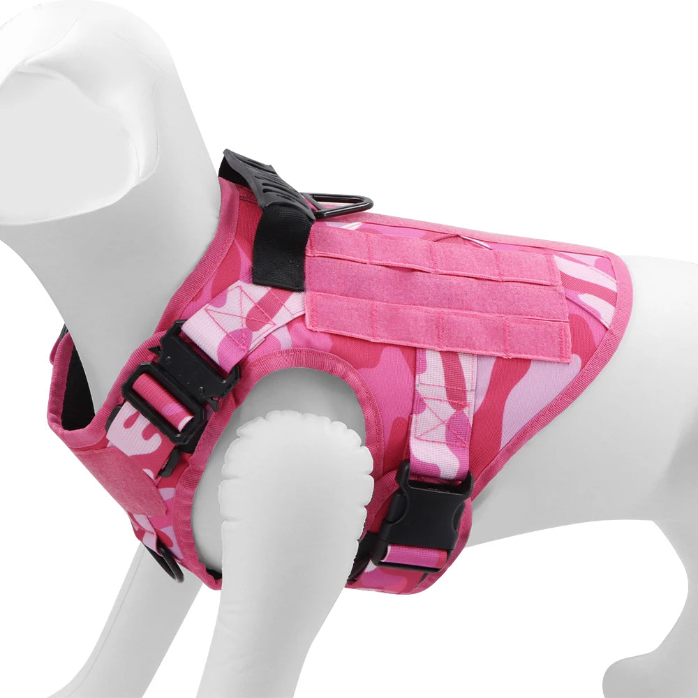 Military Camouflage Nylon Dog Harness With Adjustable Vest