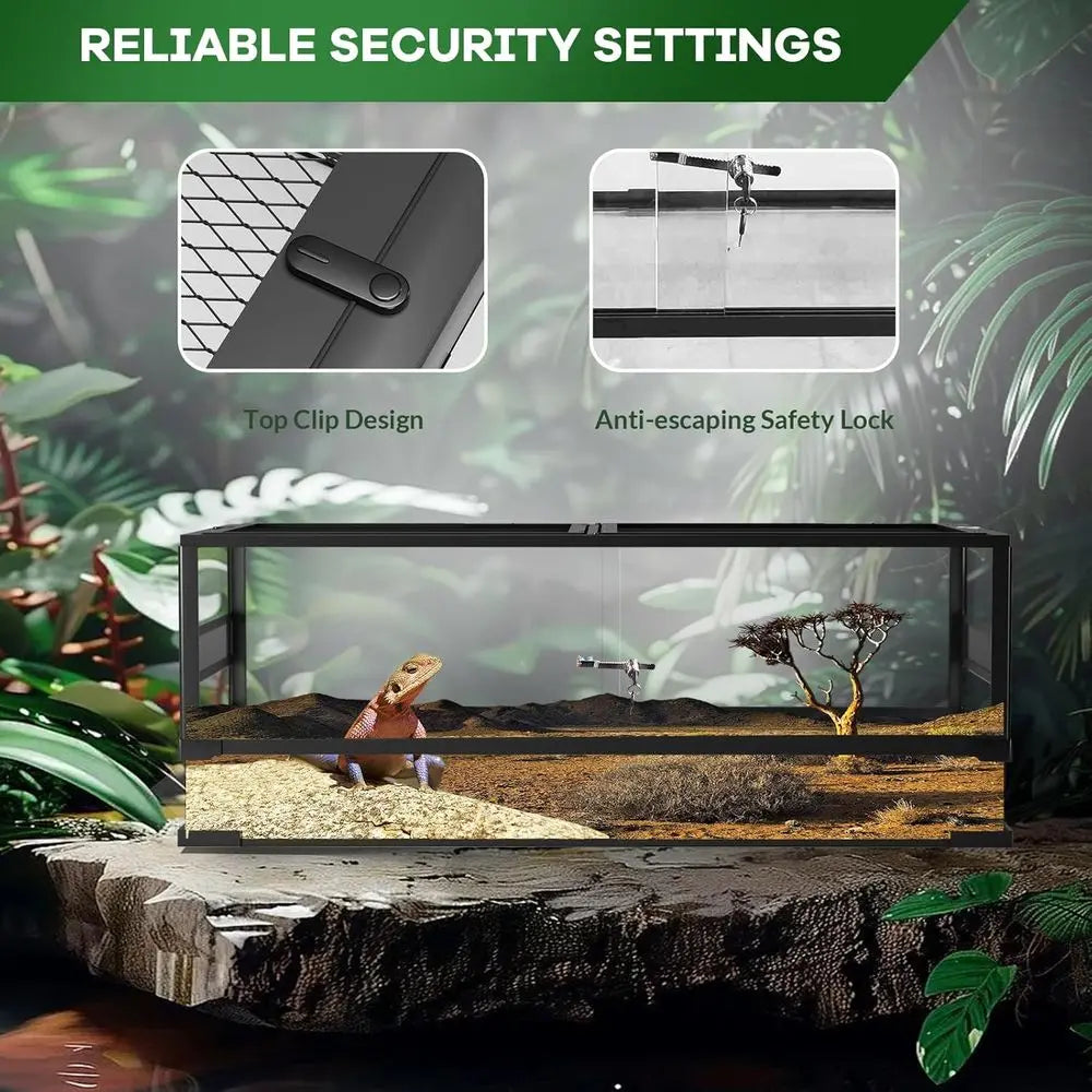 Tempered Glass Reptile Enclosure 24x18x18 Inch Lockable