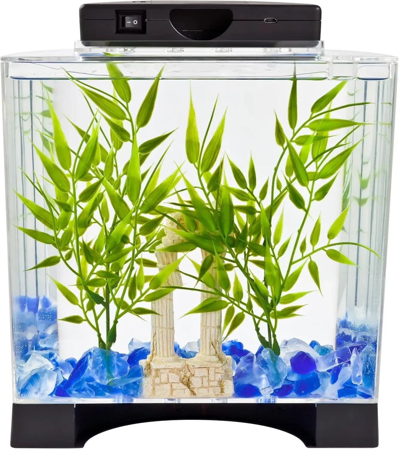 Half Moon Aquarium Kit With LED Light For Betta Tanks