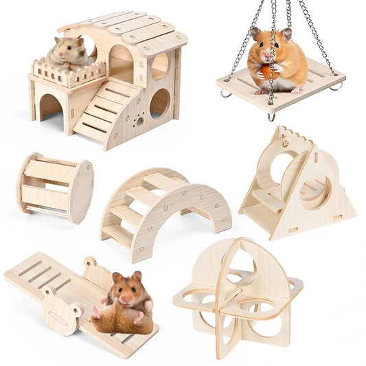 Wooden Hamster Swing Toy For Small Pets Seesaw Bridge