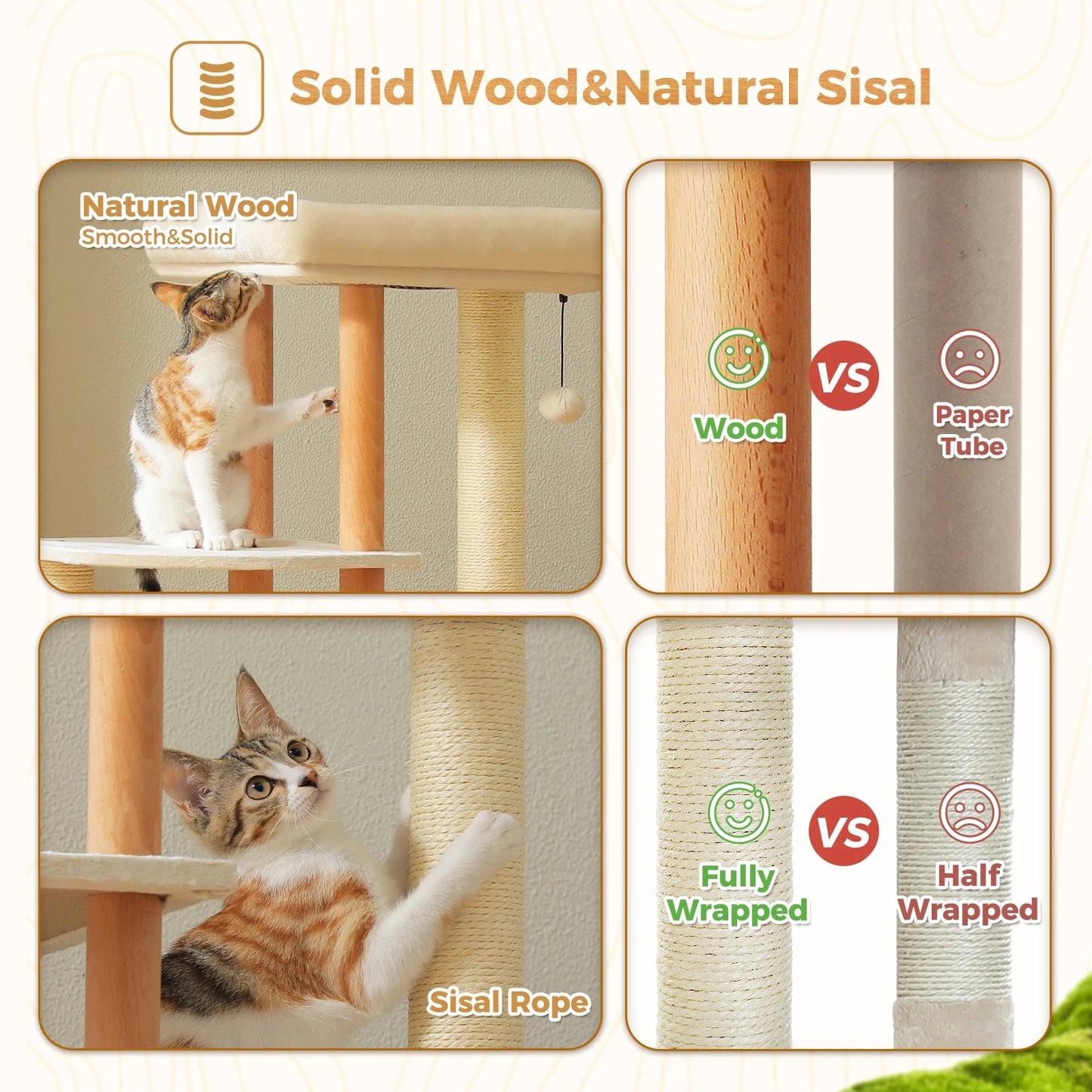 PAWZ Road Modern Cat Tree For Indoor Cats Four-Tier