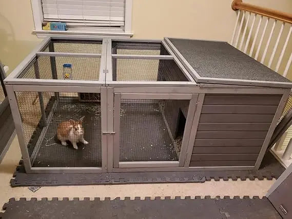 Indoor Rabbit Hutch With Large Outdoor Run For Small Animals