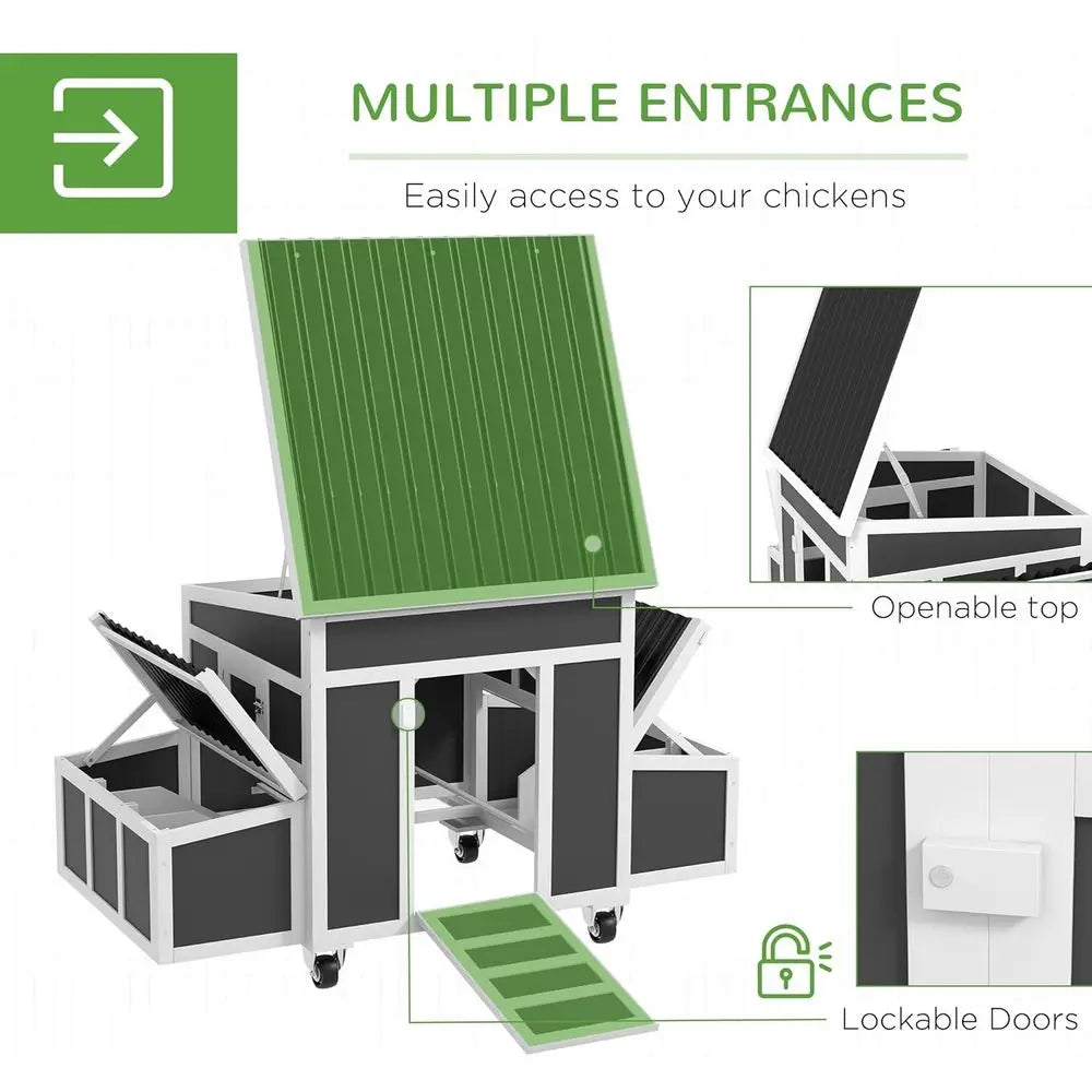 Outdoor Chicken Coop With Nesting Box Tray And Windows