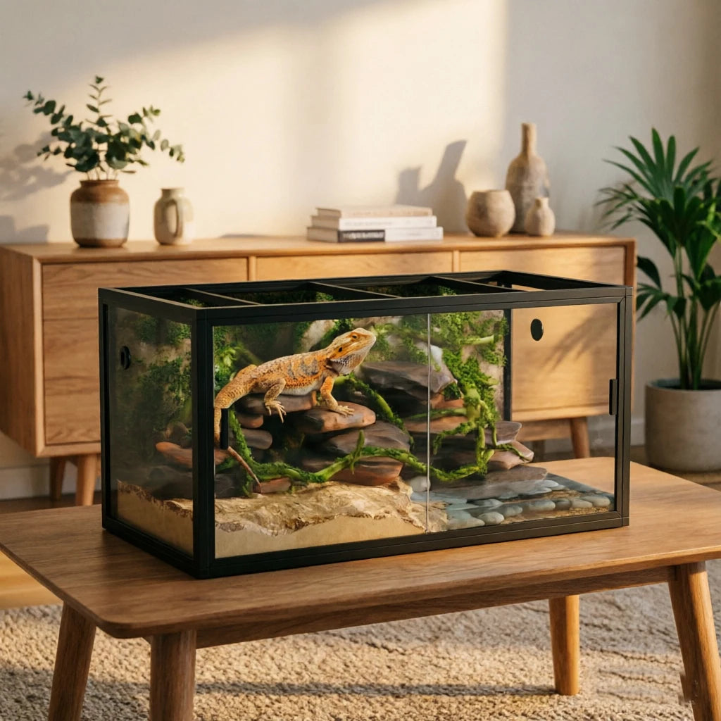 HiMISS Front Opening Glass Reptile Terrarium For Lizard Bearded Dragon
