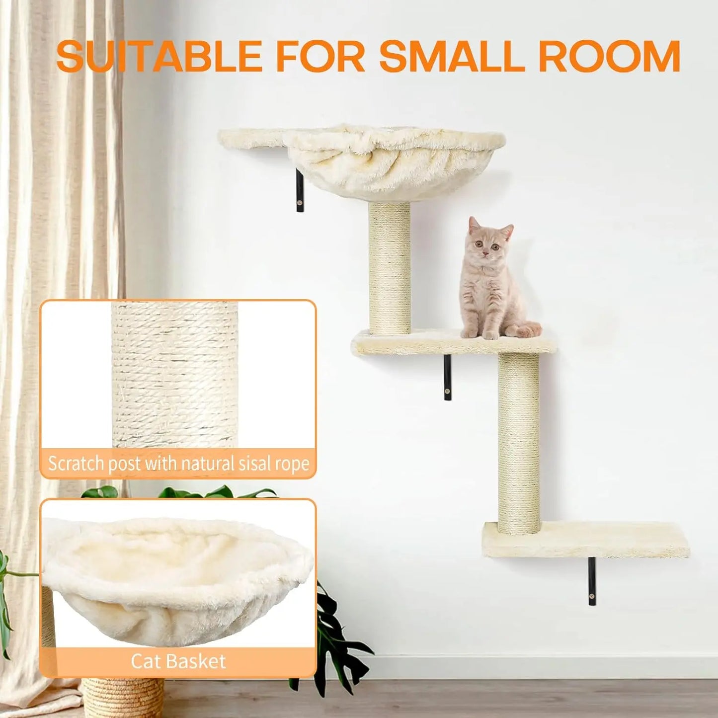 Cat Wall Shelves Multi Level Climbing Furniture With Perches Hammock