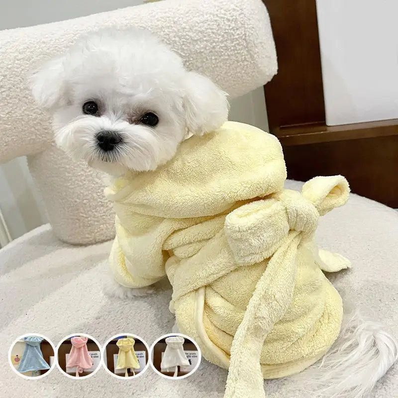 LKEEP Pet Bathrobe Towel With Cap Super Absorbent After Bath